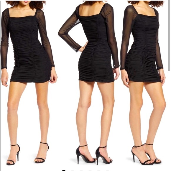 NWT LEITH RUCHED BODYCON LONG
SLEEVE MESH LBD SIZE LARGE